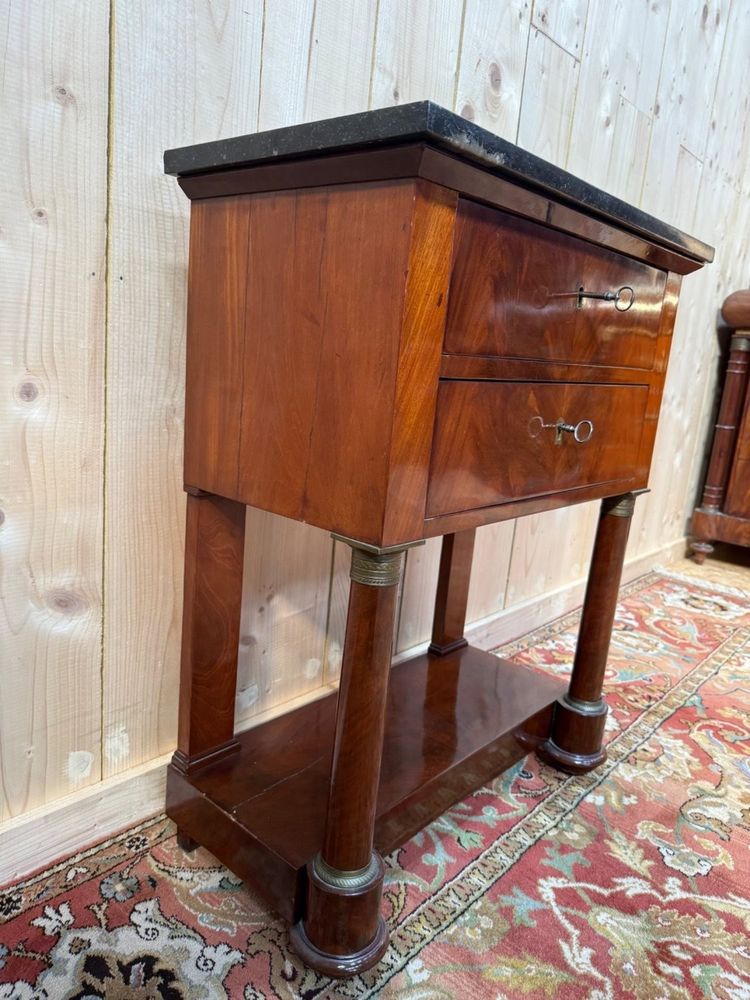 Table d'appoint Empire en noyer et marbre noir