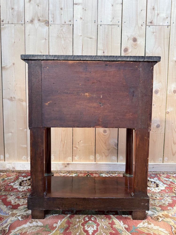 Table d'appoint Empire en noyer et marbre noir