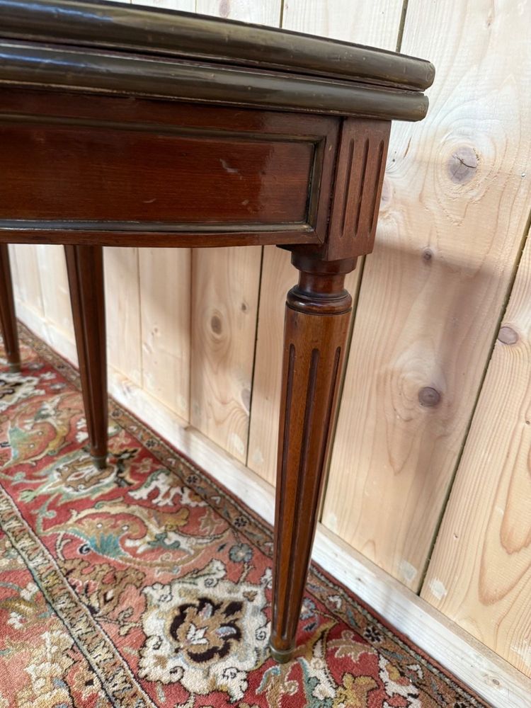 Console - Louis XVI half-moon table in solid mahogany