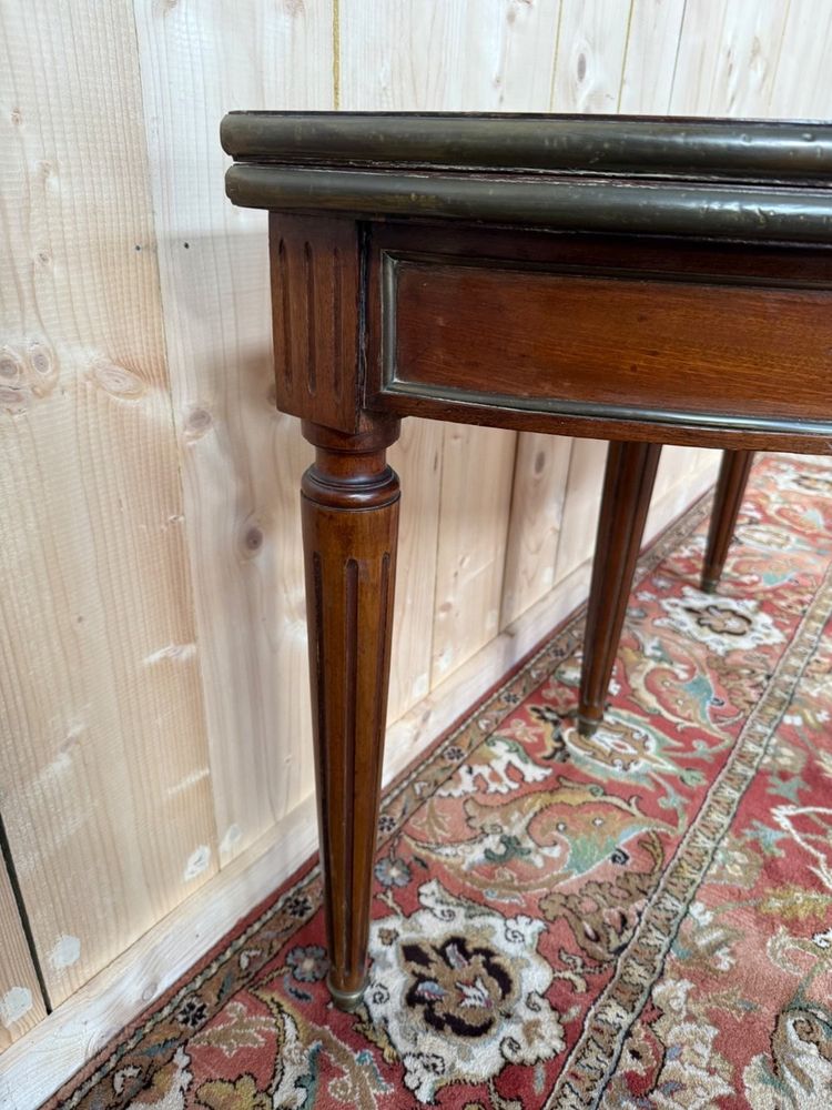 Console - Louis XVI half-moon table in solid mahogany