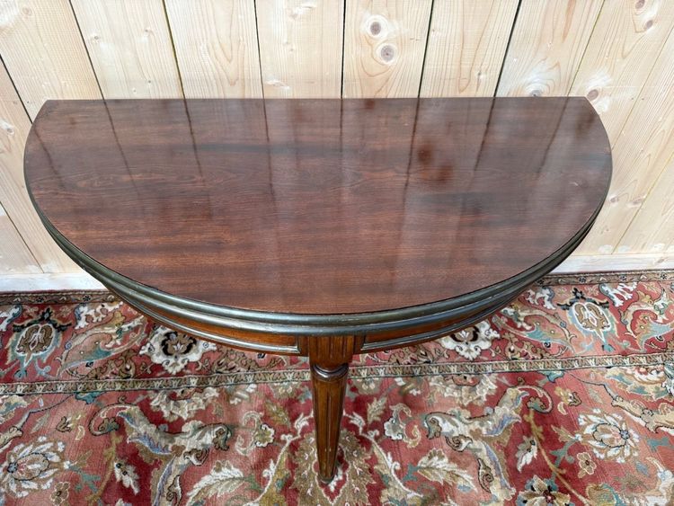 Console - Louis XVI half-moon table in solid mahogany