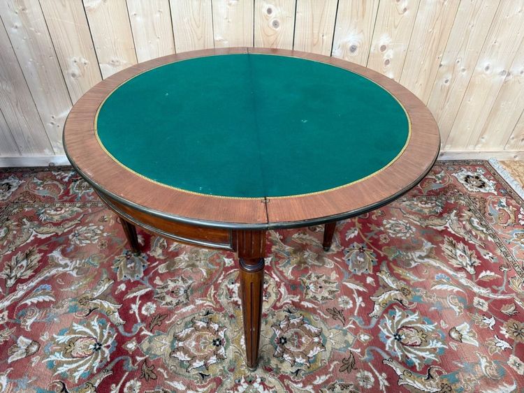 Console - Louis XVI half-moon table in solid mahogany