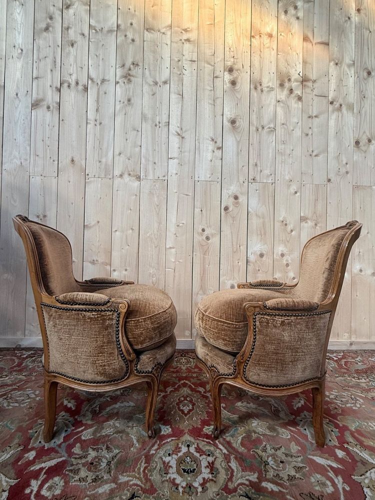 Pair of Louis XV glossy brown velvet shepherdesses