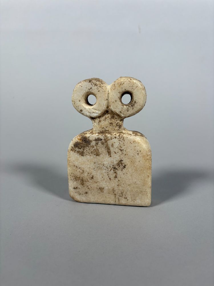 Tell Brak Calcit Idol der Campaniformen "mit den Augen". - 11 cm Archäologie