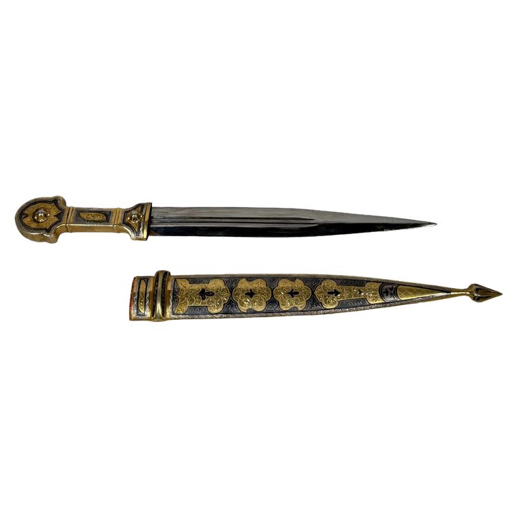Kindjal dagger Russian Empire Caucasus in silver and vermeil 19th century