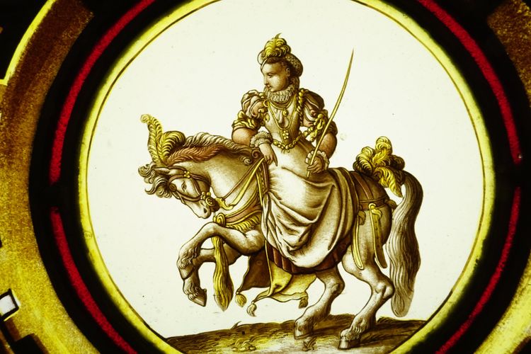Vitrail - Vitraux - Médaillons aux cavalières