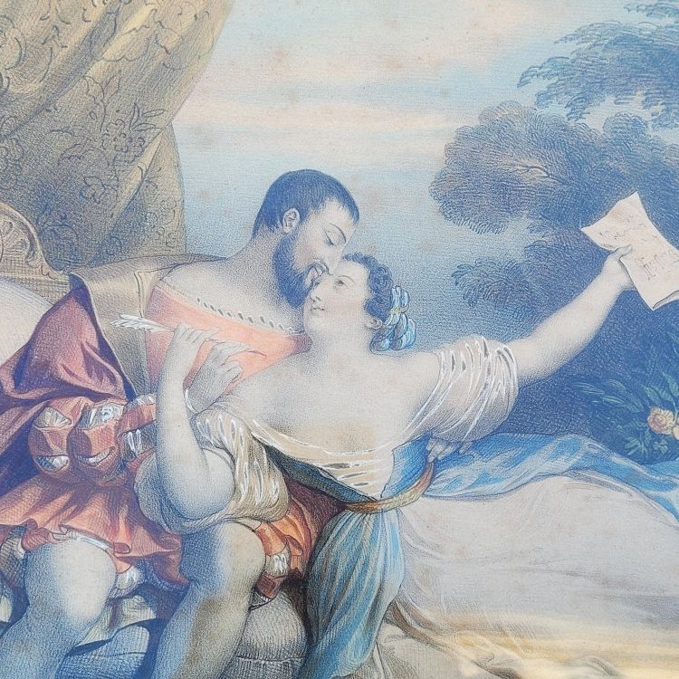 Les Amours de François 1er, colored engravings, 19th century