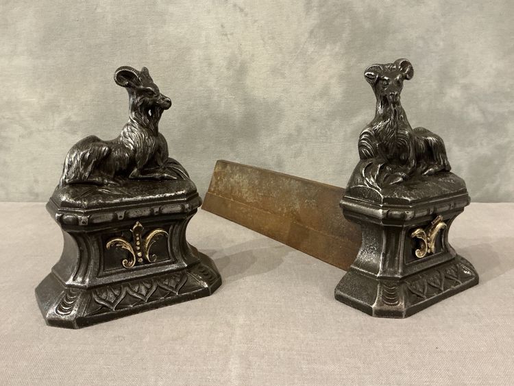 Pair of 19th century antique cast iron andirons