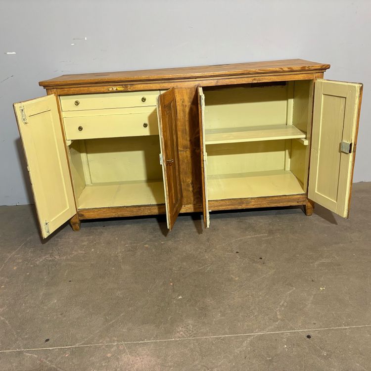 Antique Tuscan servant sideboard with four doors , restored to natural solid pine