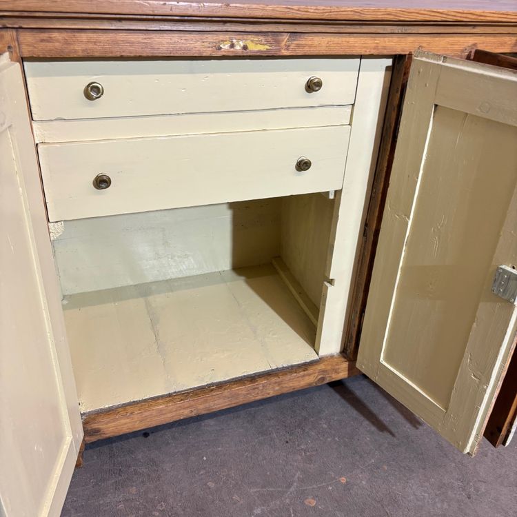 Antique Tuscan servant sideboard with four doors , restored to natural solid pine