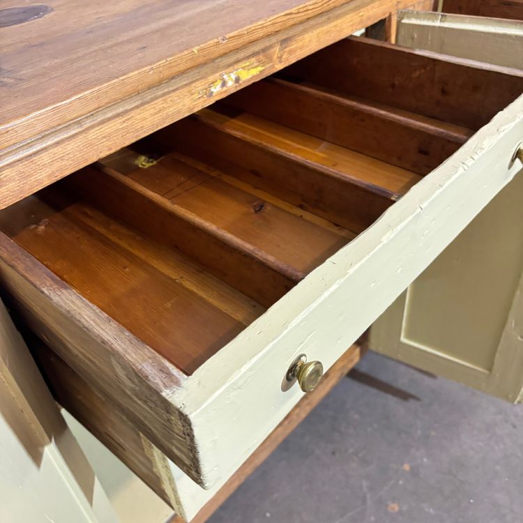 Antique Tuscan servant sideboard with four doors , restored to natural solid pine