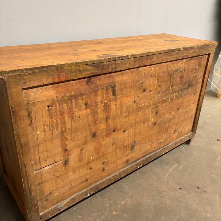 Antique Tuscan servant sideboard with four doors , restored to natural solid pine