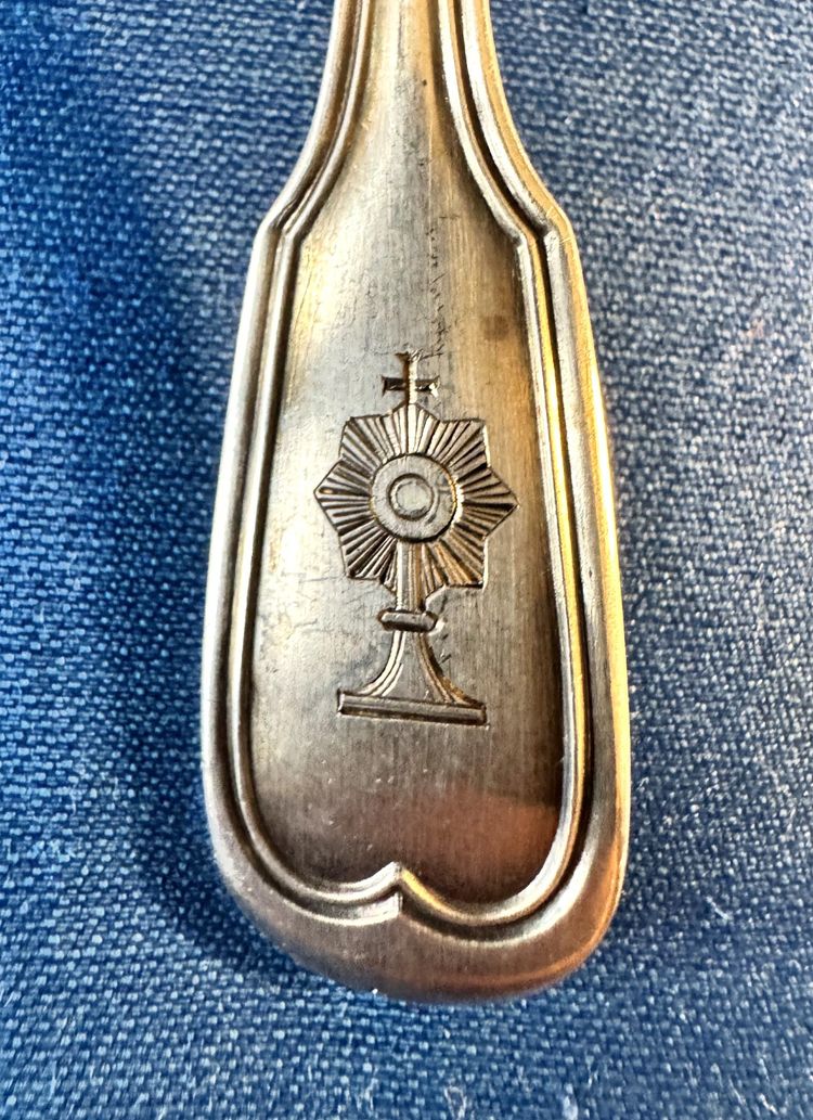 Six small silver spoons with monstrance motif - 19th century