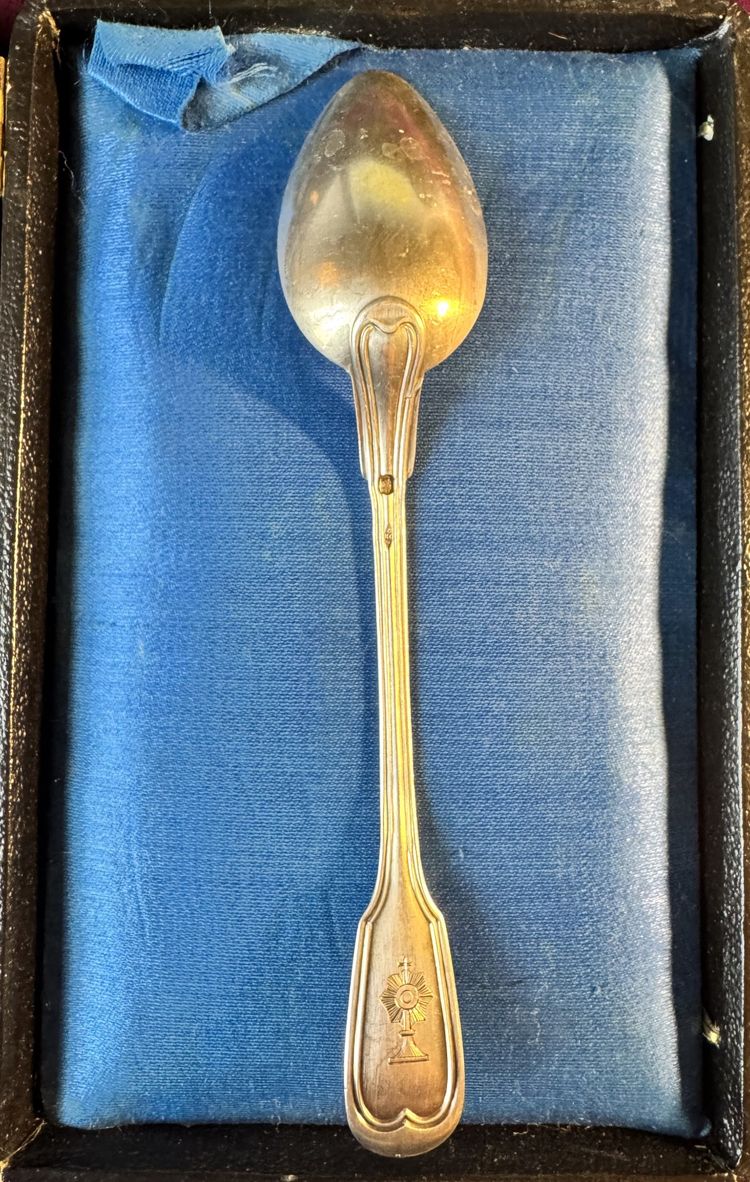 Six small silver spoons with monstrance motif - 19th century
