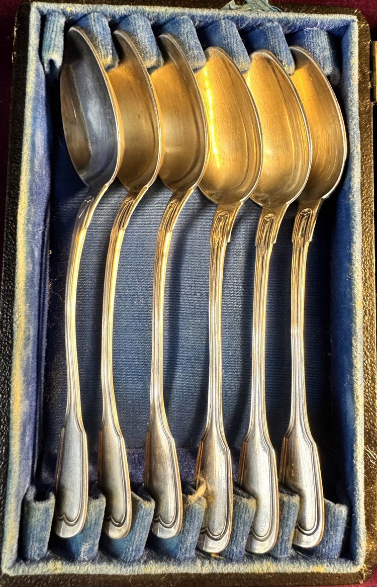 Six small silver spoons with monstrance motif - 19th century