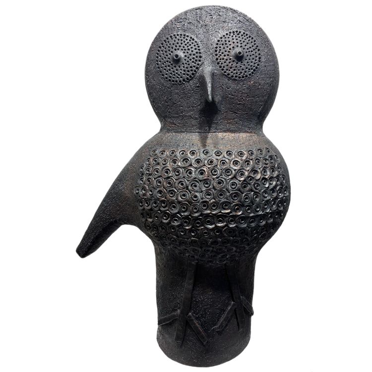 Gufo in ceramica bifacciale di Dominique Pouchain