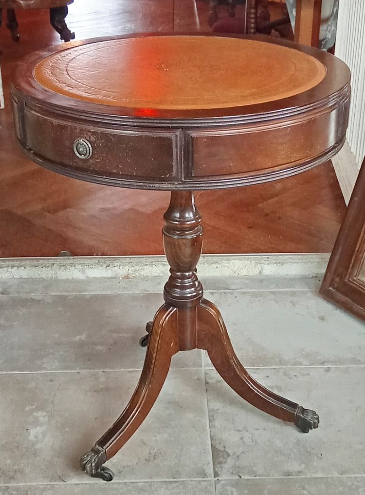 Antiker Trommeltisch, antiker Couchtisch, antiker Säulentisch