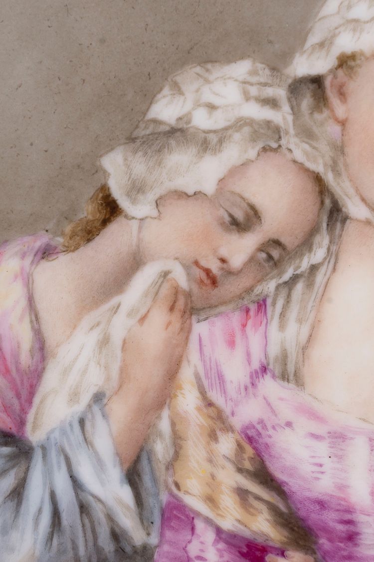 Plaque en porcelaine encadré, fin XIXème siècle 