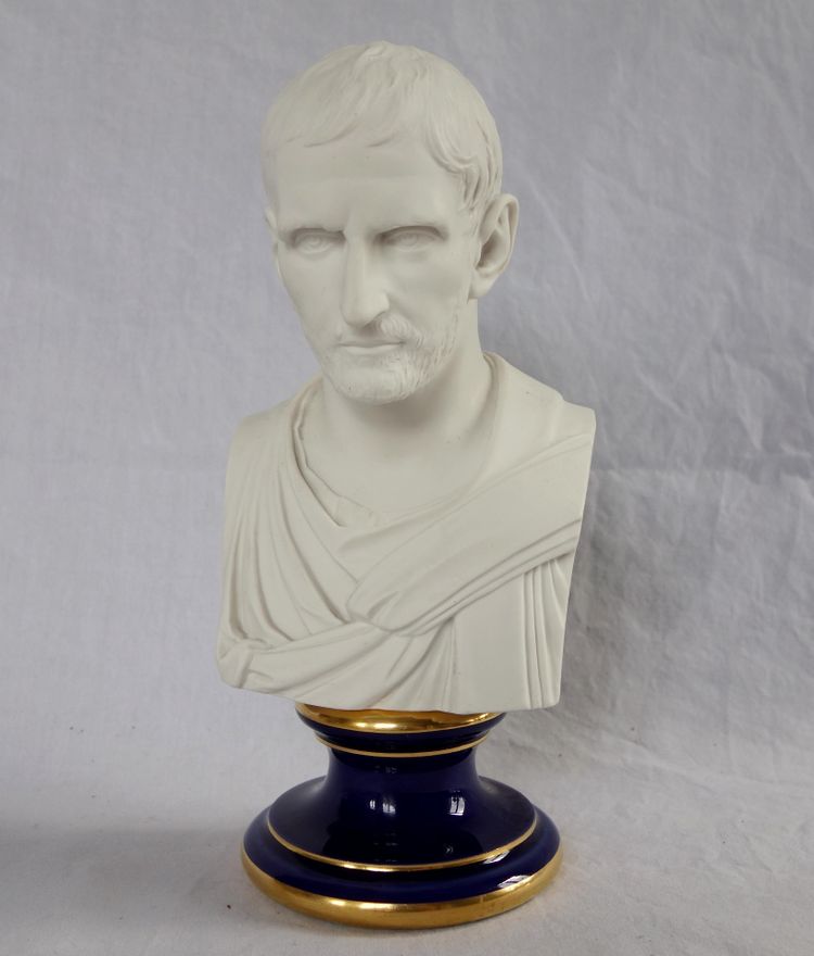 Manufacture Impériale de Sèvres - buste de Brutus en biscuit de Porcelaine - signé et daté 1867