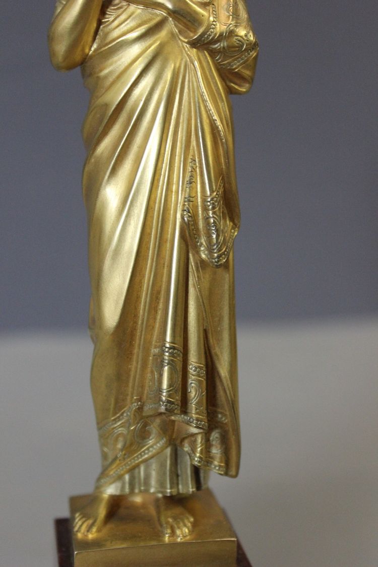 Vergoldete Bronzeskulptur von Christus dem Guten Hirten, um 1900