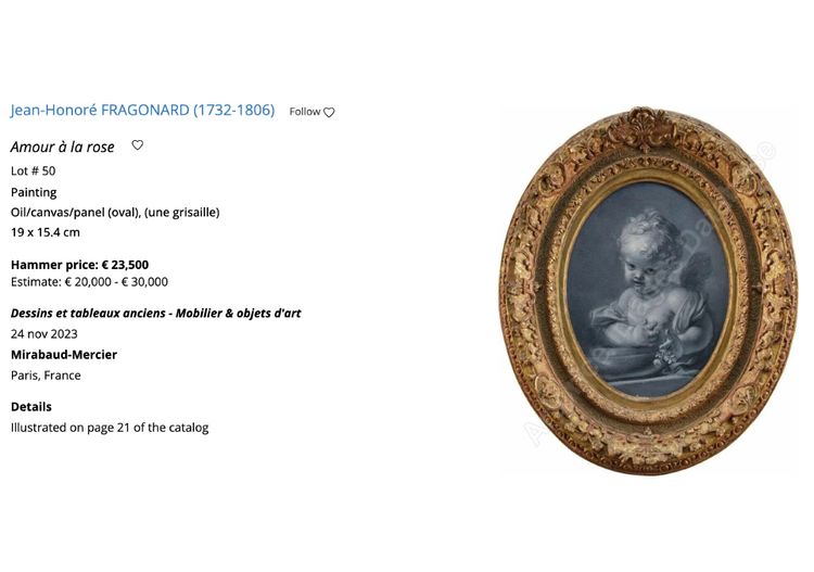 Huile sur toile « Un Cupidon », XVIIIe siècle, attribuée à Jean-Honoré Fragonard