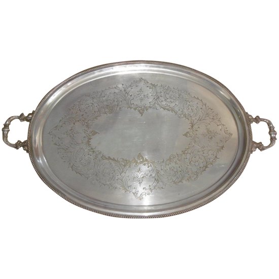 Large silver plated tray XIXth century