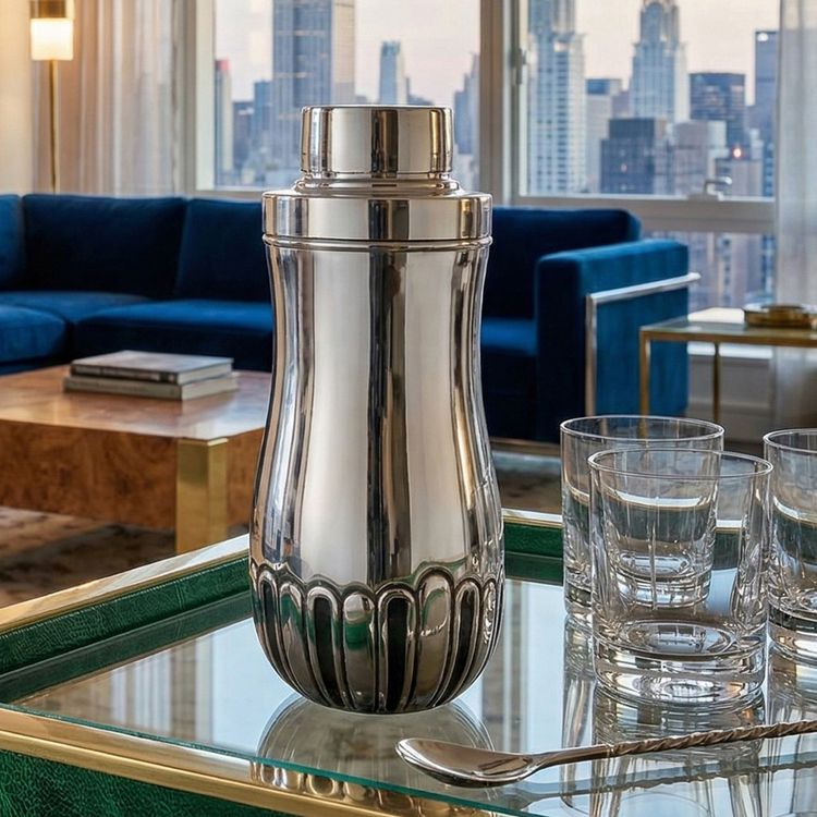 Seltener  Cocktailshaker aus Edelstahl für Macabo aus den 1950er Jahren.