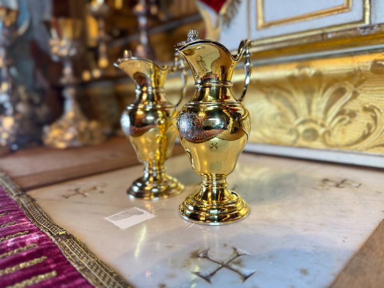 Grande paire de burettes armoriées – XVIIIe 