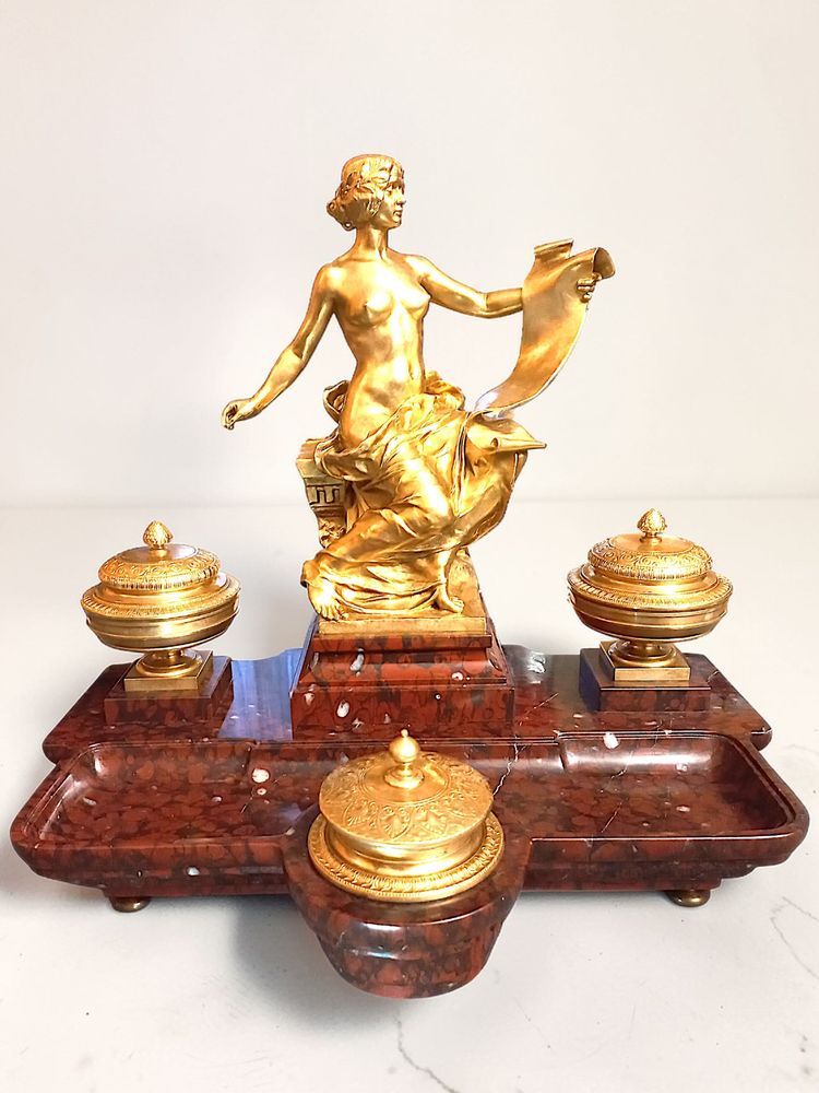 Important encrier "Allégorie de l'histoire" G Bareau & F Barbedienne