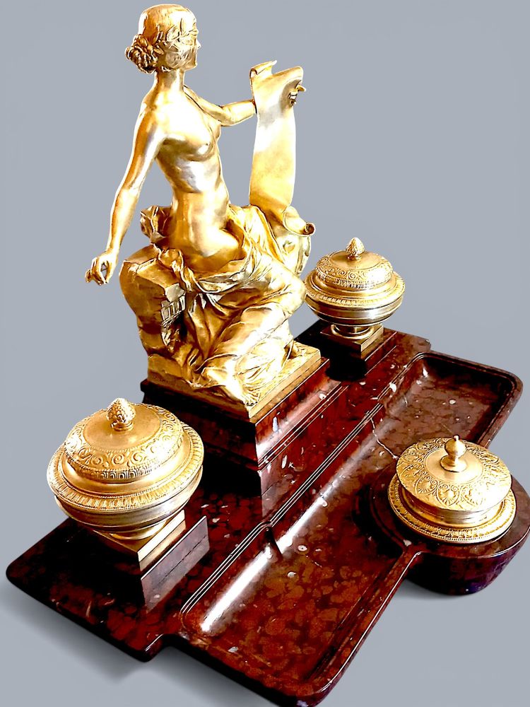 Important encrier "Allégorie de l'histoire" G Bareau & F Barbedienne