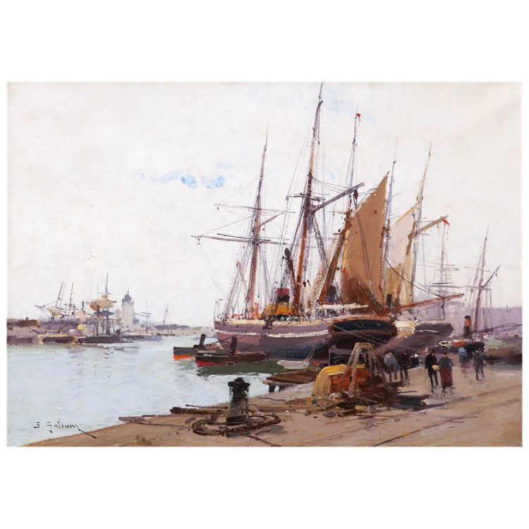 Eugène GALIEN-LALOUE, Vue animée du port de Marseille depuis la Joliette