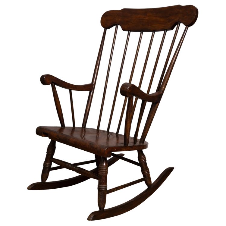 Fauteuil à bascule ancien en bois – rocking-chair style Windsor - XXeme