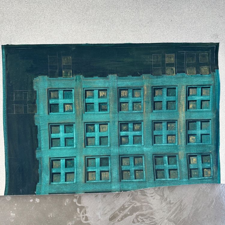 Projet dessin d'architecture 1960 représentant une façade d'immeuble