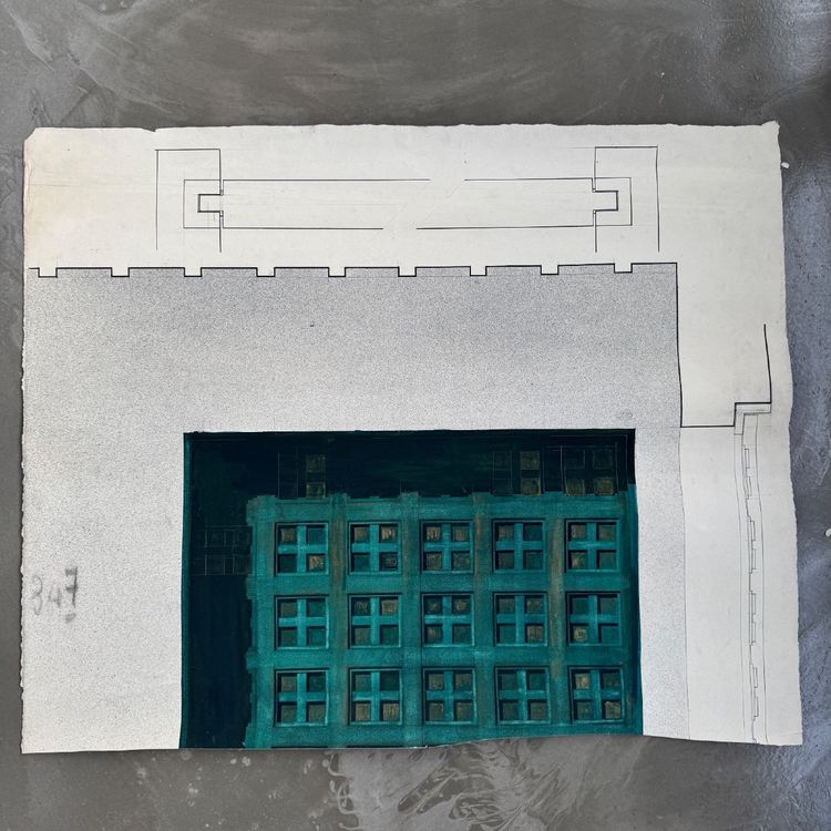 Projet dessin d'architecture 1960 représentant une façade d'immeuble