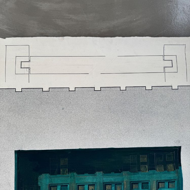 Projet dessin d'architecture 1960 représentant une façade d'immeuble