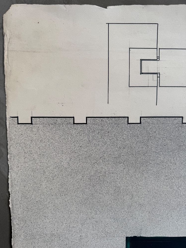 Projet dessin d'architecture 1960 représentant une façade d'immeuble
