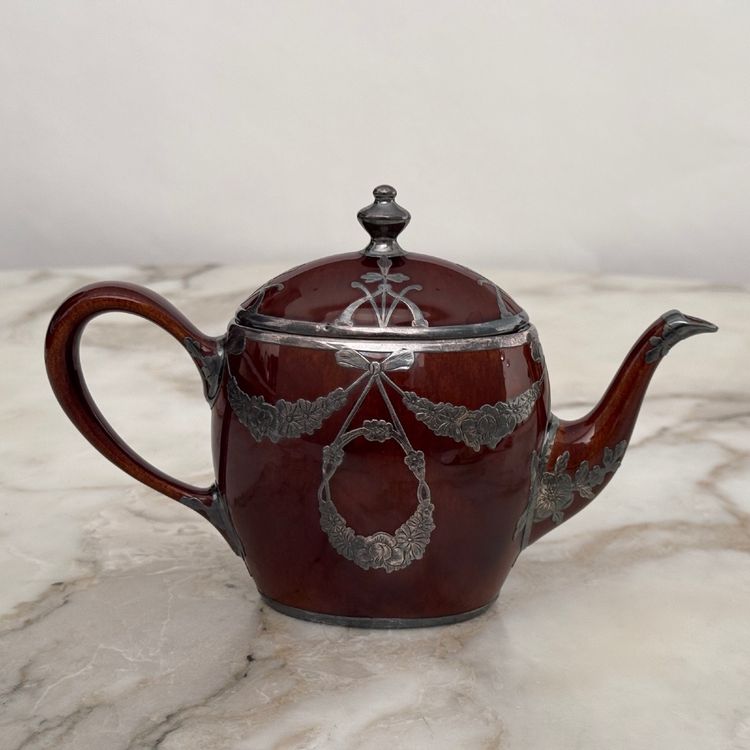 Lenox Art Nouveau English teapot with metal frame