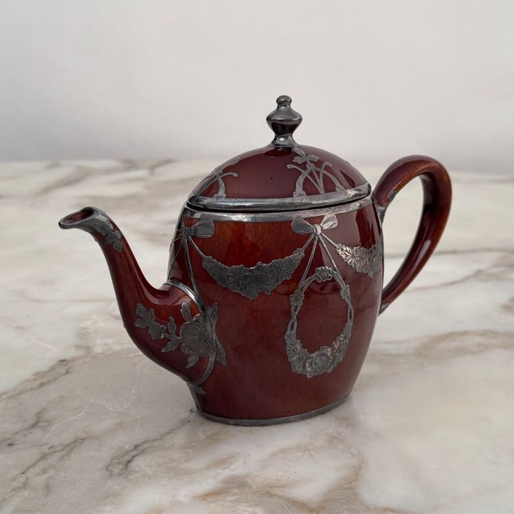 Lenox Art Nouveau English teapot with metal frame