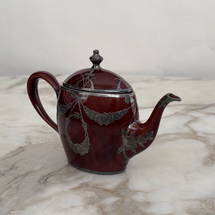 Lenox Art Nouveau English teapot with metal frame