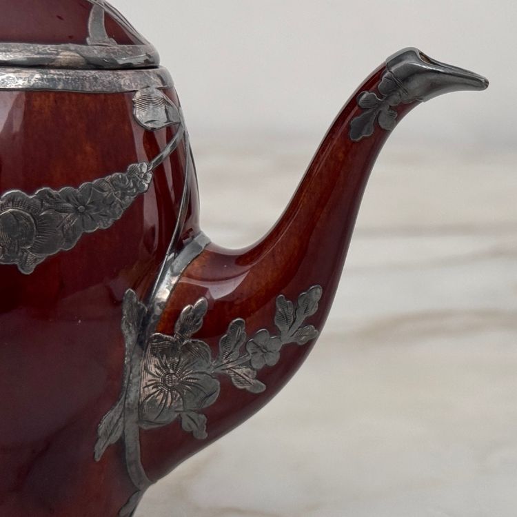 Lenox Art Nouveau English teapot with metal frame