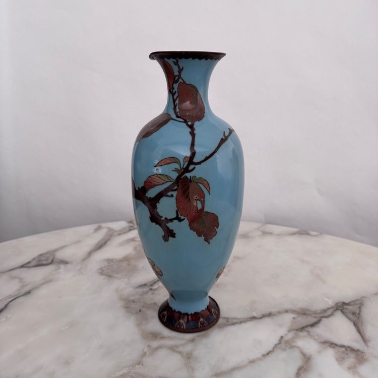 Cloisonné vase Japan XIXth decor of birds on a branch