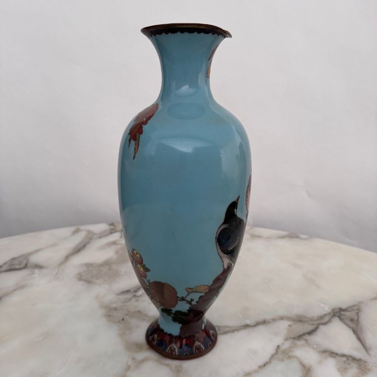 Cloisonné vase Japan XIXth decor of birds on a branch