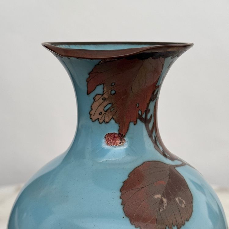 Cloisonné vase Japan XIXth decor of birds on a branch