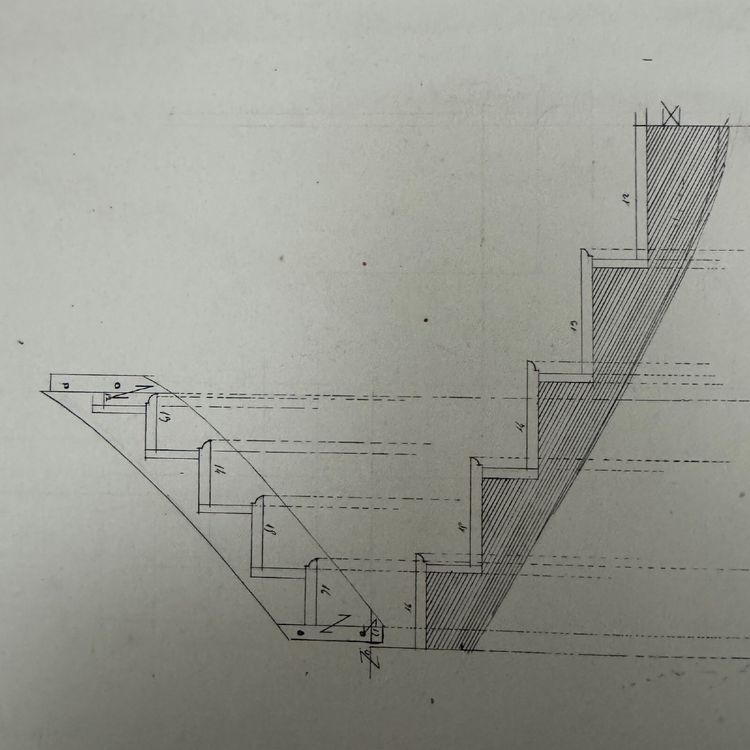 Drawing or blueprint of a 19th-century Compagnon du Devoir carpenter.