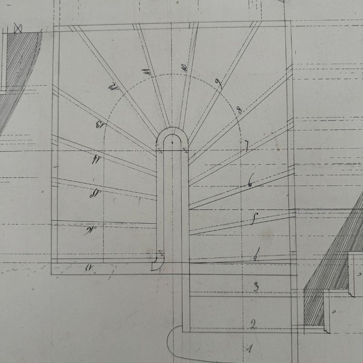 Drawing or blueprint of a 19th-century Compagnon du Devoir carpenter.