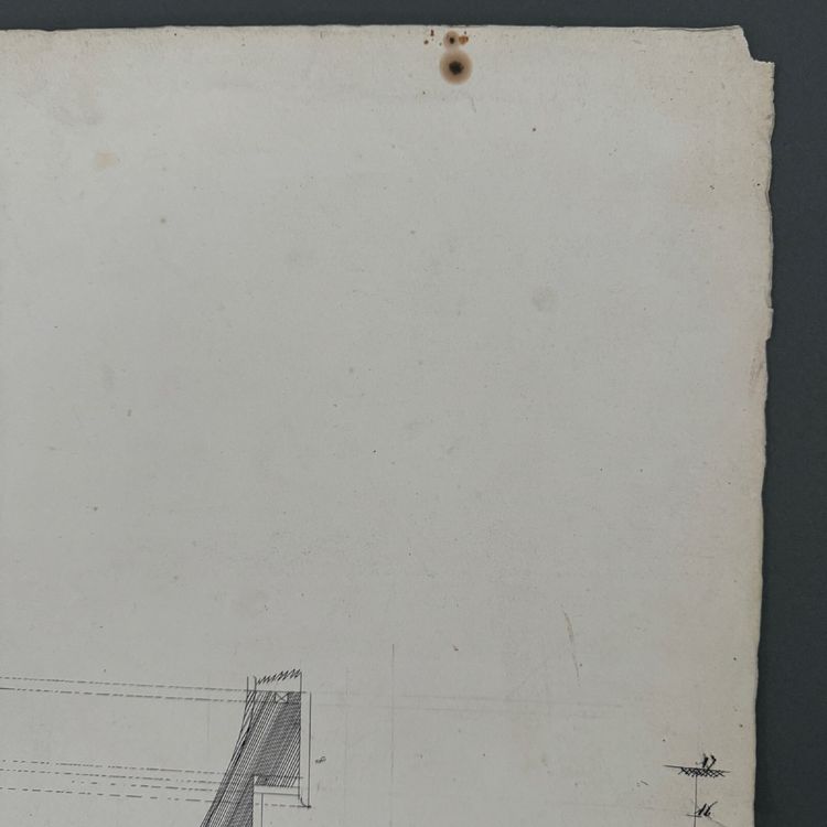 Drawing or blueprint of a 19th-century Compagnon du Devoir carpenter.