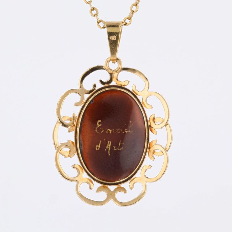 Pendente in oro giallo con smalto di Limoges