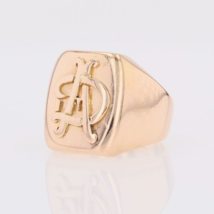 Rotgold-Ring mit AD-Initialen