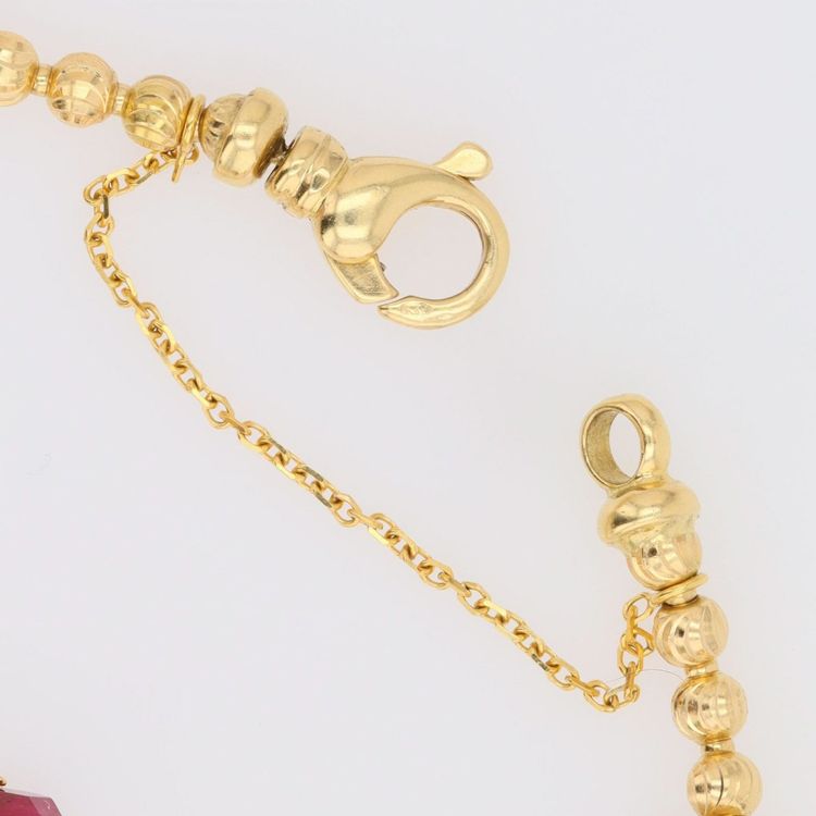 Yellow Gold Bracelet With Ruby, Sapphire, And Emerald Beads