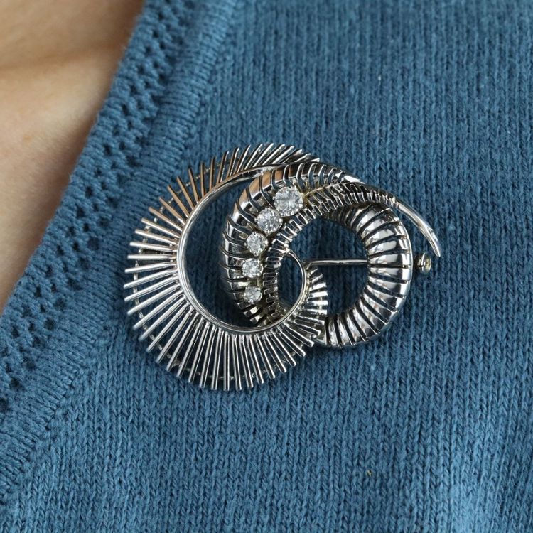 Spilla a spirale in oro bianco vintage